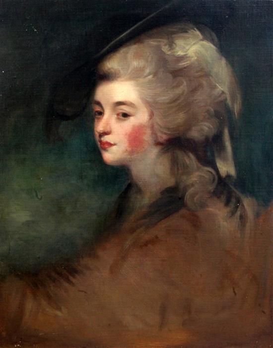 After Sir Joshua Reynolds Portrait of Georgiana Spencer, Duchess of Devonshire, c.1780-81 28.5 x 23in.